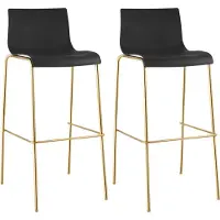 CLP Barhocker 2er Set Hover Sitz aus Kunststoff Vierfußgestell Goldoptik bis 150 kg schwarz