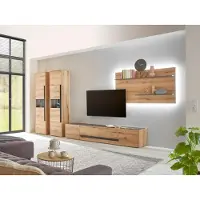 Empinio24 Wohnwand Eiche 400 cm 4-teilig Nr 21 mit Beleuchtung Boston