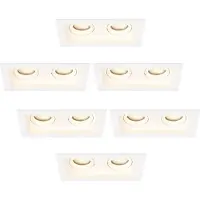 LEDVION - 6x Einbaustrahler led Spot weißes Doppelrechteck, 185x100 mm, dimmbar, 3W, 2700.000, 345 Lumen, Neigungsbare, Gu10 -Anpassung, Aluminium, IP20