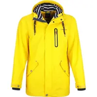 Dry Fashion Herren PolyurethanParka Lübeck - Regenjacke Herren Wasserdicht Winddicht Reißverschluss Outdoor Jacke Männer in Gelb Größe 6XL