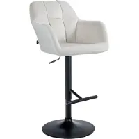 DELUKE Barhocker TUBEL - Samt Creme 57x59x97 cm Schwarz | Barstuhl Höhenverstellbar Mit Lehne Drehbar Tresenhocker Tresenstuhl Kneipenhocker Kneipenstuhl