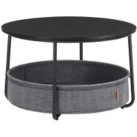 Vasagle Couchtisch mit Aufbewahrungskorb COLETTE, 75x45 cm, schwarz/grau