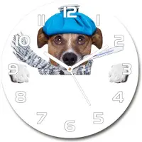Tulup Wanduhr aus Glas 30fi Glasbild Glasuhr Gehärtetes Glas - weisse-zeiger - Ill dog