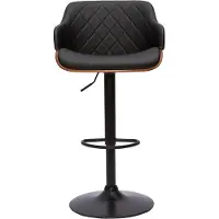 Miliboo - Design-Barhocker höhenverstellbar schwarz und dunkles Holz LUCIEN