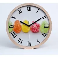 Tulup Holzuhr 30fi cm wanduhr - schwarze Spitzen - farbige Gummibärchen