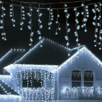 Peviasot 10M 200LEDs LED-Lichterkette Eisregen LED-LichtervorhangLichterkettenvorhang mit 8 Modi IP44 Wasserfest Weihnachtsdeko Party Garten Kaltweiß