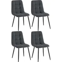 CLP 4er Set Esszimmerstuhl Tilde gepolstert mit Rückenlehne bis 150 kg belastbar schwarz Material Cord