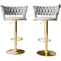 Mirjan 24 Barhocker Muz BS-1141/GL (2er-Set), Wohnzimmer Sitzhocker-Set, Regulierbare Sitzhöhe (Farbe: 82-Grau)