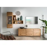 Lomadox Wohnwand braun WYNDHAM-69 Wildeiche massiv geölt 4-teilig