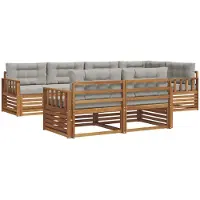 vidaXL Outdoor-Sofagarnitur 7 Stk. Natürlich und Hellgrau