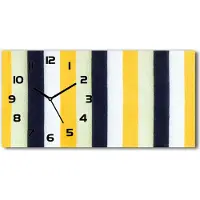 Tulup Wanduhr aus Glas – 60x30 cm - Glasbild - Glasuhr - Gehärtetes Glas - schwarze-zeiger - gestreiften Hintergrund