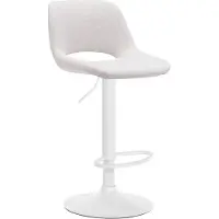 DELUKE Barhocker JAKSON - Creme, Stoff, Weiß | Barhocker mit Lehne Barstuhl Tresenhocker Tresenstuhl Kneipenhocker Kneipenstuhl