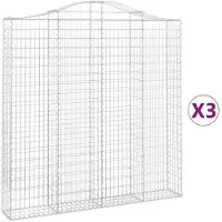 vidaXL Gabionen mit Hochbogen 3 Stk. 200x30x200/220cm Verzinktes Eisen