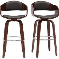 Miliboo - Vintage-Barhocker drehbar 360° Walnuss H67.5 cm GAO