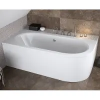 ECOLAM Badewanne 170x75 LINKS Avita Eckbadewanne mit Schürze | Acrylwanne Mittelablauf für ZWEI + Schürze Füße Silikon Ablaufgarnitur Komplettset