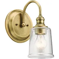 Kichler Zeitgenössische Wandleuchte Waverly Stahl Natürlich Messing Glas 1 Licht E27