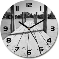 Tulup Wanduhr aus Glas 30fi Glasbild Glasuhr Gehärtetes Glas - schwarze-zeiger - Wooden pier