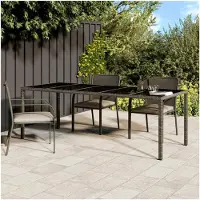 Markenlos Gartentisch Klapptisch für Garten und Balkon, grau, 250x100x75 cm, Hartglas und Poly Rattan