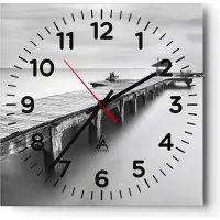 ARTTOR Wanduhr - Quadrat - Glasuhr - Thailand bucht strand brücke - 40x40cm - Schleichendes Uhrwerk - Lautlos - zum Aufhängen bereit - Dekoration Modern - Wanddekoration aus Glas - C4AC40x40-2441