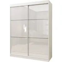 Masseno Schiebetürenschrank VITALE 150 cm Kleiderschrank Schlafzimmer Schrank 2-türig Weiß