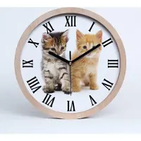 Tulup Holzuhr 20fi cm wanduhr - schwarze Spitzen - braun und Ingwer Katze
