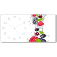 Tulup Wanduhr aus Glas – 60x30 cm - Glasbild - Glasuhr - Gehärtetes Glas - weisse-zeiger - Obst und Wasser