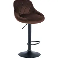 DELUKE Barhocker FALON - Samt Braun 46x49x83 cm Schwarz | Barstuhl Mit Lehne Drehbar Tresenhocker Tresenstuhl Kneipenhocker Kneipenstuhl