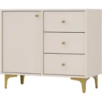 Masseno Kommode TORINO 84 cm Sideboard mit 3 Schubladen und 1 Türen für Wohnzimmer Schlafzimmer Modern 84x41x72 cm Beige / Beige
