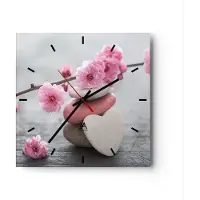 ARTTOR Wanduhr - Quadrat - Glasuhr - Yoga weiblich Blume Gesundheit - 40x40cm - Schleichendes Uhrwerk - Lautlos - zum Aufhängen bereit - Dekoration Modern - Wanddekoration aus Glas - C3AC40x40-3178