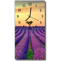 Tulup Glasuhr Wanduhr Küchenuhr Echt-Glas 30x60 Lavendelfeld Mehrfarbig