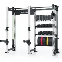 ATLETICA R8 Falcon R | Weiß | Kompaktes Power Rack mit Kabelzug, 95kg Gewichtsblock & komplettem Storage-System