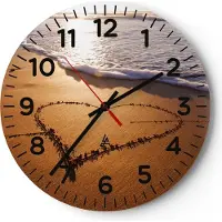 ARTTOR Wanduhr - Rund - Glasuhr - Sommer Meer Sand Strand - 40x40cm - Schleichendes Uhrwerk - Lautlos - zum Aufhängen bereit - Dekoration Modern - Wanddekoration aus Glas - C4AR40x40-3163