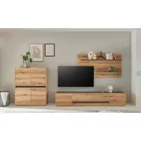 Empinio24 Wohnwand Eiche 340 cm 3-teilig Nr 16 mit Beleuchtung Boston