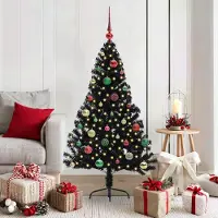 vidaXL "Schlussverkauf" Künstlicher vorbeleuchteter Weihnachtsbaum(1 pc) - Kunstbaum/Tannenbaum - Schwarz 150 cm PVC C7850
