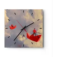 ARTTOR Wanduhr - Quadrat - Glasuhr - Abstraktion modern - 30x30cm - Schleichendes Uhrwerk - Lautlos - zum Aufhängen bereit - Dekoration Modern - Wanddekoration aus Glas - C3AC30x30-3832