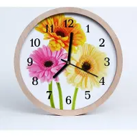 Tulup Holzuhr 20fi cm wanduhr - Blumen Blumen