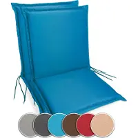 Sunnypillow 2er Set Gartenstuhlauflagen 100 x 50 extra dick 9cm Niedriglehner Auflagen waschbar wasserdicht Polsterauflagen Outdoor Stuhlauflagen Polster Sitzkissen Gartenstuhl Blau