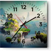 ARTTOR Wanduhr - Quadrat - Glasuhr - Abstraktion Natur - 40x40cm - Schleichendes Uhrwerk - Lautlos - zum Aufhängen bereit - Dekoration Modern - Wanddekoration aus Glas - C4AC40x40-3469