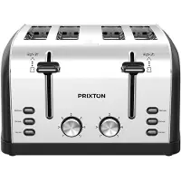 PRIXTON 4‑Scheiben‑Toaster Nera mit 4 extra breiten Schlitzen, 7 Bräunungsstufen, 1900 W, Edelstahl‑Design