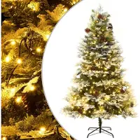 Prolenta Maison Exclusive - Weihnachtsbaum mit Beleuchtung und Kiefernzapfen Grün 195 cm