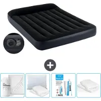 Intex Airbed - Doppelbett - 137 x 191 x 25 cm - Blau - Inklusive Pumpe - Spannbettuch - Küssen - Reperaturset en Kissenschutz