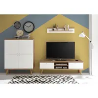 IMV Wohnwand Merle 267cm eiche riviera / weiß matt Wohnzimmer Anbauwand