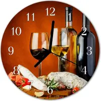 Tulup Glasuhr Wanduhr Küchenuhr Echt-Glas 30fi cm Wein rot
