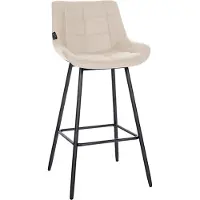 CLP Barhocker Weston mit Metallgestell und Fußstütze I Samt oder Kunstleder creme Material Kunstleder