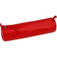 Clairefontaine 6x Schlampermäppchen Leder einfarbig Ø5,5x22cm Rot 8308C