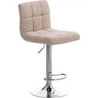 DELUKE Barhocker REZAR - Stoff Creme 46x47x94 cm Silber | Barstuhl Höhenverstellbar Mit Lehne Drehbar Tresenhocker Tresenstuhl Kneipenhocker Kneipenstuhl