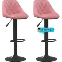 DELUKE Barhocker DUKE höhenverstellbar 2er Set Rosa Samt | Barstühle drehbar Küchenhocker Thekenhocker für Küche Hausbar