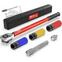 FAMEX 10886-3-RS Drehmomentschlüssel Set 1/2 Zoll, ±4%, 30-210 Nm - mit Spezial-Einsätze für Radschrauben