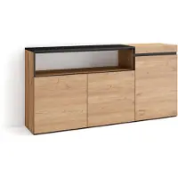 Skraut Home Sideboard, Highboard, 150x35x75cm, 3 Türen, Wohnzimmer, Küche, Eiche farbe