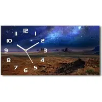 Tulup Wanduhr aus Glas – 60x30 cm - Glasbild - Glasuhr - Gehärtetes Glas - weisse-zeiger - sternenklare Nacht